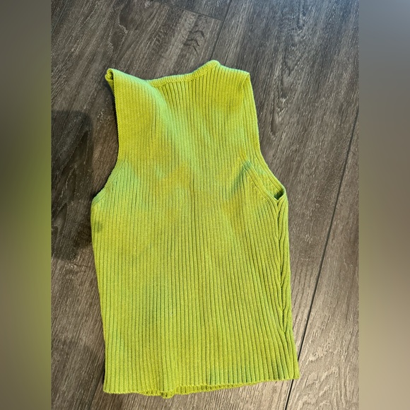 Vibes of Summer Lime Green Faux-Wrap Cropped Sweater Tank Top - Picture 6 of 6